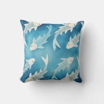 Rustig Indigo Koi-ontwerp Elegante Waterverf Kunst