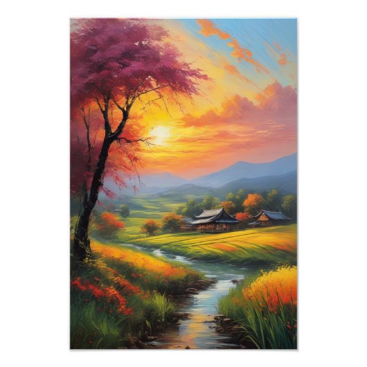 Rustig Japans platteland Foto Afdruk (Voorkant)