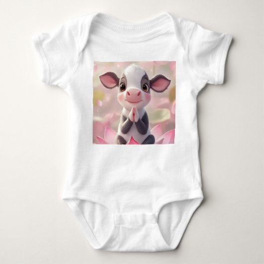 Rustig Kalf op Lotus - Baby Bodysuit (Voorkant)