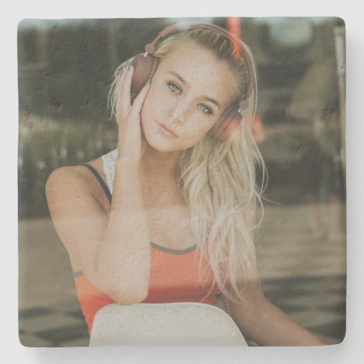 RUSTIG! Kalksteen Onderzetter - gepersonaliseerd - (Voorkant)