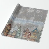 Rustig Kerst Dorp Sneeuw Cadeaupapier (Uitgerold)