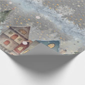 Rustig Kerst Dorp Sneeuw  Cadeaupapier (Hoek)