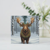 Rustig kerst-eland winter boslandschap  feestdagenkaart (Staand voorkant)