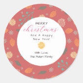 Rustig kerst natuurpatroon ronde sticker (Voorkant)