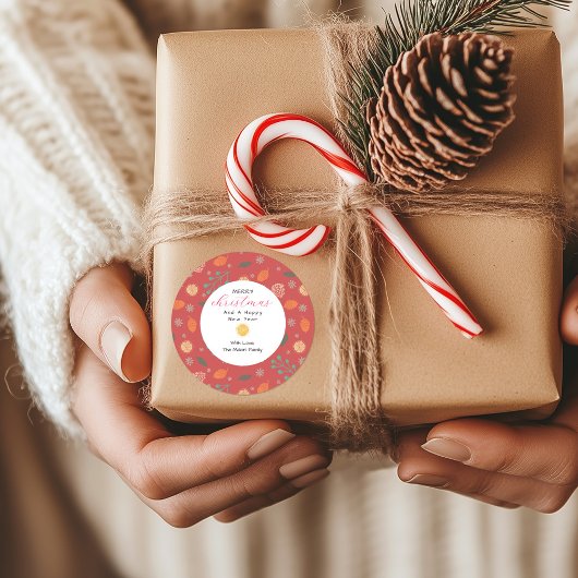 Rustig kerst natuurpatroon ronde sticker
