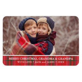 Rustig Kerst Plaid Rood Groen Foto Magneet