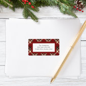 Rustig Kerstmis Rood Groen Tartan Plaid Adres Etiket