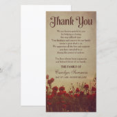 Rustig klaprozenveld | Condoleance dankjewel Bedankkaart (Voorkant / Achterkant)