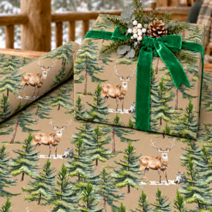 Rustig kraft hert in het bos cadeaupapier