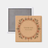 Rustig Kraftpapier Boho Vierkant Gift Box Label Magneet (Voorkant / Achterkant)