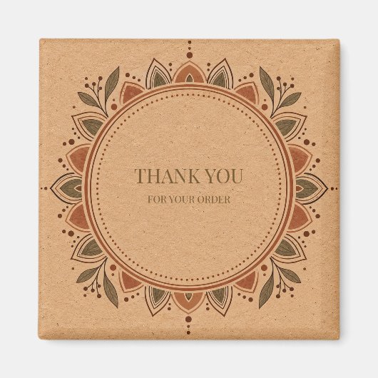 Rustig Kraftpapier Boho Vierkant Gift Box Label Magneet (Voorkant)