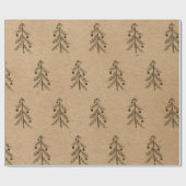 Rustig Kraftpapier | Kerstboom Schets Minimaal Cadeaupapier (Vlak)
