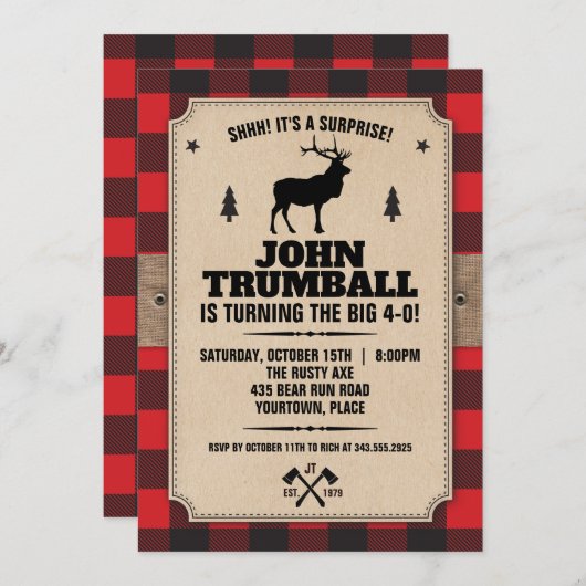 Rustig kraftpapier met Buffalo-rôze met eland Kaart (Voorkant / Achterkant)