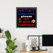 RUSTIG, KUNSTENAAR AAN HET WERK poster (Thuiskantoor)