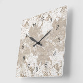 rustig land beige burlap en witte kant vierkante klok (Hoek)