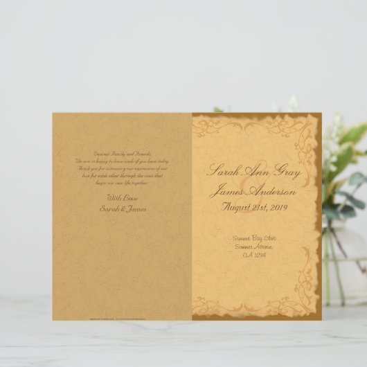 rustig land floral bruiloft programma (Staand voorkant)