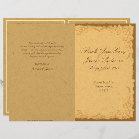  rustig land floral bruiloft programma (Voorkant / Achterkant)