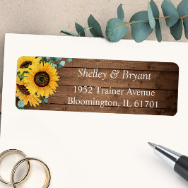 Rustig Land Sunflower Eucalyptus Return Address Etiket