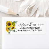 Rustig Land Sunflower Eucalyptus Return Address Etiket (Insitu)