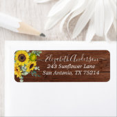 Rustig Land Sunflower Eucalyptus Return Address Etiket (Insitu)