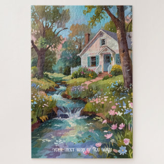 Rustig Landelijk Retreat Cottage Watercolor Legpuzzel
