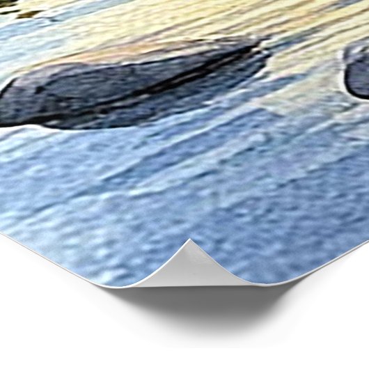 Rustig landschap aan het meer bij zonsondergang poster (Hoek)