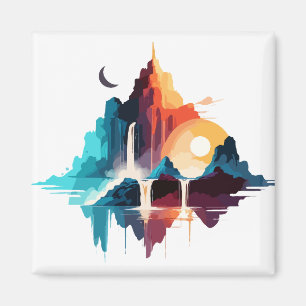 Rustig landschap Rustig Natuur Bergen Magneet