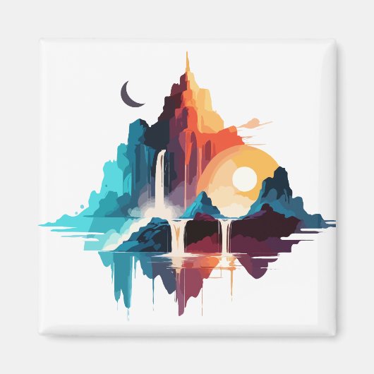 Rustig landschap Rustig Natuur Bergen Magneet (Voorkant)