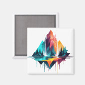 Rustig landschap Rustig Natuur Bergen Magneet (Voorkant / Achterkant)