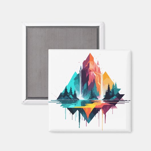 Rustig landschap Rustig Natuur Bergen Magneet (Voorkant / Achterkant)