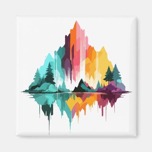 Rustig landschap Rustig Natuur Bergen Magneet (Voorkant)