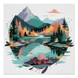 Rustig landschap Rustig Natuur Bergen Perfect Poster