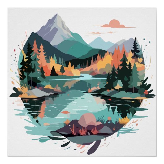 Rustig landschap Rustig Natuur Bergen Perfect Poster (Voorkant)