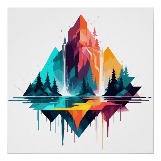 Rustig landschap Rustig Natuur Bergen Perfect Poster (Voorkant)