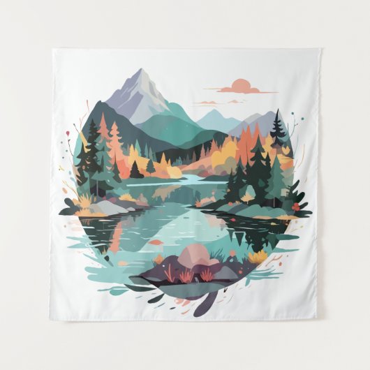 Rustig landschap Rustig Natuur Bergen Wandkleed (Voorkant)