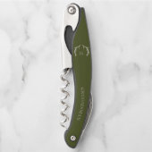 Rustig legergroen gewei aangepast geschenk voor br kurkentrekker (Voorkant)