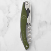 Rustig legergroen gewei aangepast geschenk voor br kurkentrekker (Achterkant)