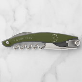Rustig legergroen gewei aangepast geschenk voor br kurkentrekker (Achterkant)