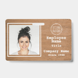 Rustig Licht Houten Logo Toevoegen Foto Personeels Badge