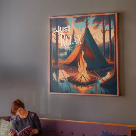 Rustig maar | Camping thema | Digitale kunst Canvas Afdruk