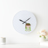 Rustig maar. Cute Kawaii Girl Relaxing with Tea/Co Grote Klok (Huis)