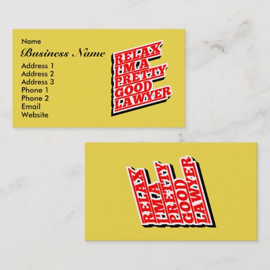 Rustig maar, ik ben een  goede advocaat visitekaartje (Voorkant / Achterkant)