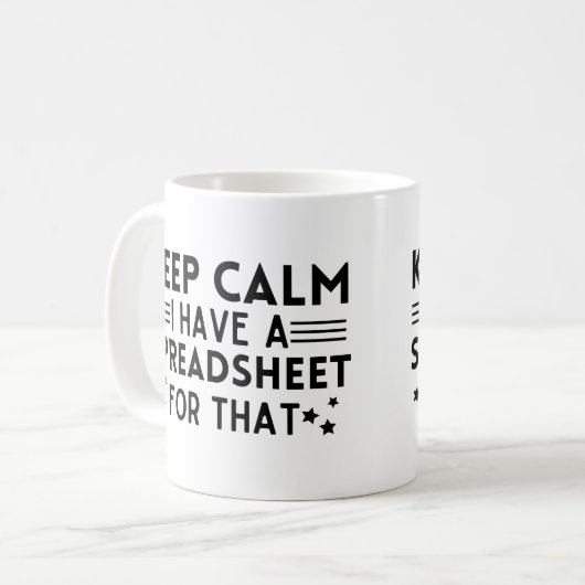 Rustig maar, ik heb een spreadsheet. koffiemok (Voorkant links)