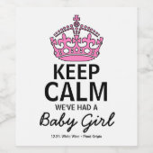 Rustig maar, we hebben een baby meisje gehad, Baby Wijn Etiket (Enkel label)