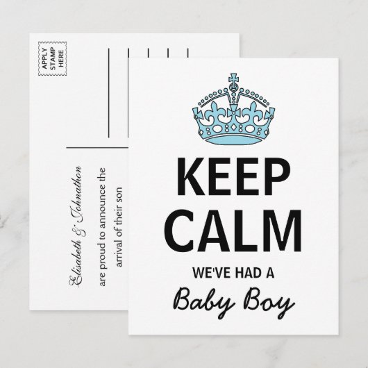 Rustig maar, we hebben een kleine jongen gehad, Ba Aankondigingskaart (Voorkant / Achterkant)