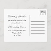 Rustig maar, we hebben een kleine jongen gehad, Ba Aankondigingskaart (Achterkant)