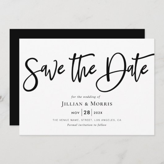 rustig manuscript sparen de datumuitnodiging kaart (Voorkant / Achterkant)