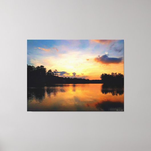 Rustig meer bij zonsondergang canvas afdruk (Voorkant)