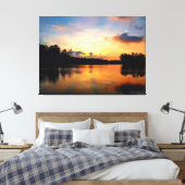 Rustig meer bij zonsondergang canvas afdruk (Insitu (Slaapkamer))