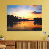 Rustig meer bij zonsondergang canvas afdruk (Insitu (Woonkamer))